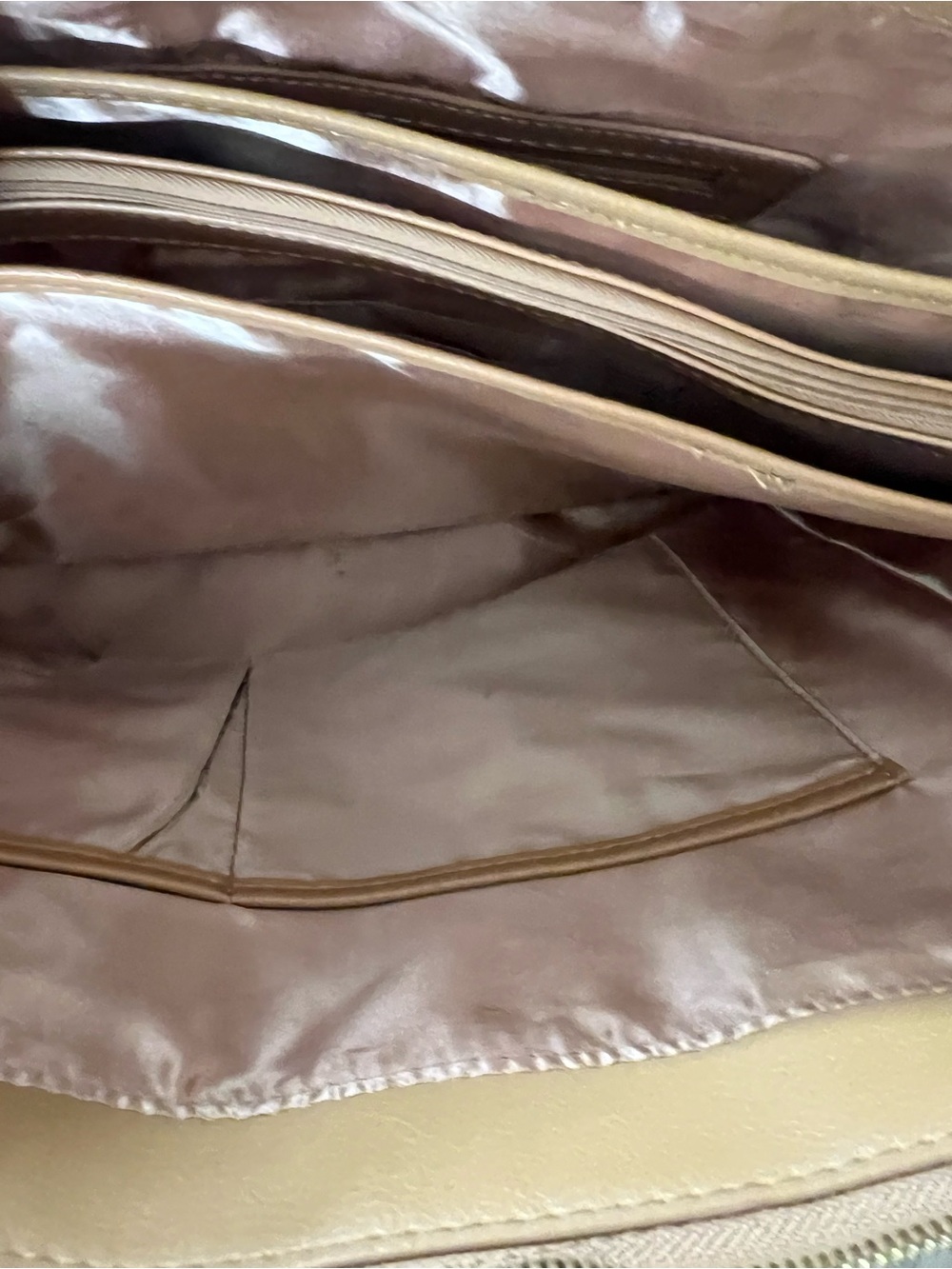 Joy & Iman Camel Brown Faux Leather Tote Bag – Large Zip Top Shoulder Purse - Picture 10 of 11